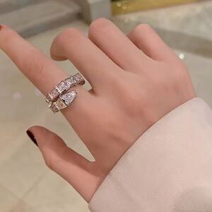 Serpenti Silver Crystal Adjustable Ring